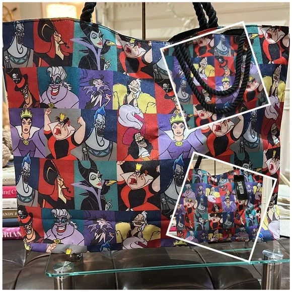 Disney® Villians Colorful Print Cover, Tote Bag. Velcro Closure NWT, uncarried! - Picture 1 of 12